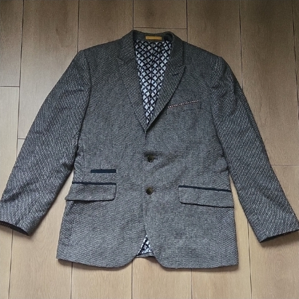 Ted Baker London Men's Blazer in Gray Tweed Wool Blend Sz 4